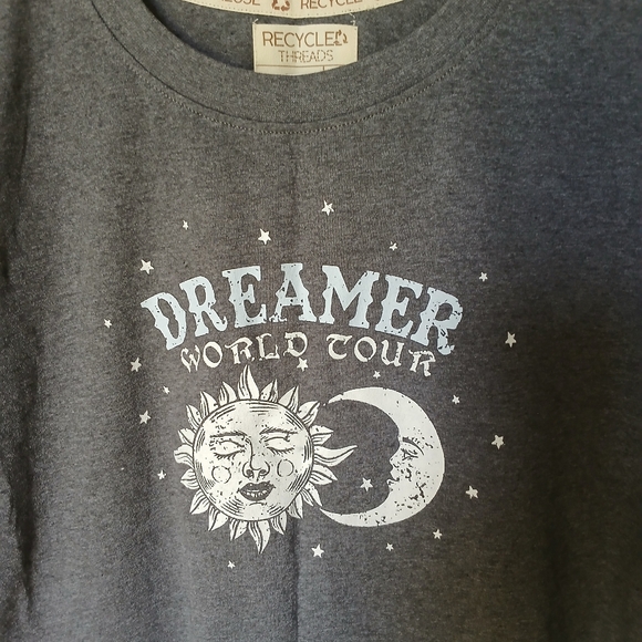 Recycle Threads Cropped Tee Dreamer World Tour Size L Color Gray - Picture 3 of 7